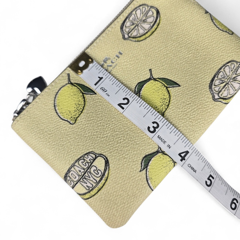 Coach Lemon Print Crossgrain Leather Small Wristlet Yellow ☆ - Picture 6 of 6